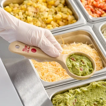 Carlisle 432206 Measure Misers 1.5 oz. Beige and Red Color Coding Polycarbonate Short Handle Solid Portion Spoon