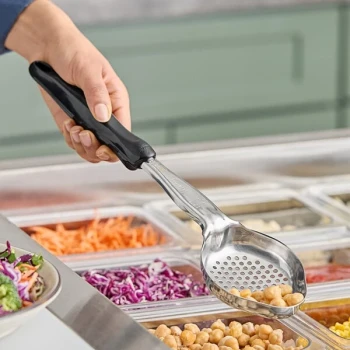 Vollrath 6422420 Jacob's Pride® 4 oz. Black Perforated Oval Spoodle® Portion Spoon