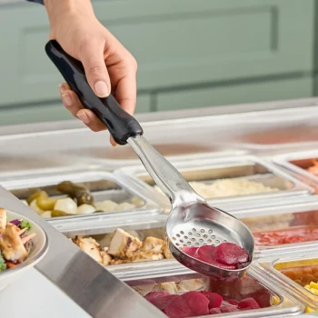 Vollrath 6422320 Jacob's Pride® 3 oz. Black Perforated Oval Spoodle® Portion Spoon