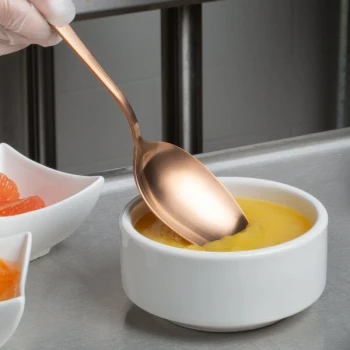 Mercer Culinary M35138RG 1.3 oz. Rose Gold Solid Bowl 9" Plating Spoon