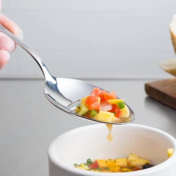 Mercer Culinary M35139 9" Stainless Steel Slotted Bowl Plating Spoon