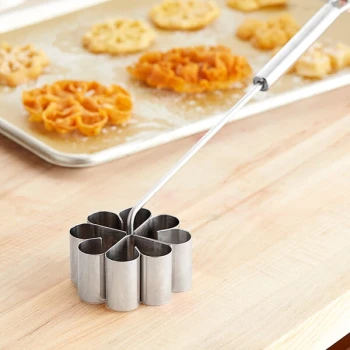 Choice Stainless Steel Rosette Iron with Bent Handle