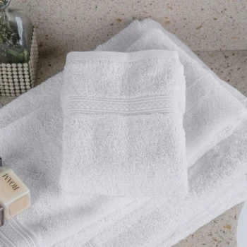 Oxford Vicenza Bianco 13" x 13" 100% Ringspun Combed Cotton Wash Cloth with Dobby Border 1.8 lb. - 288/Case