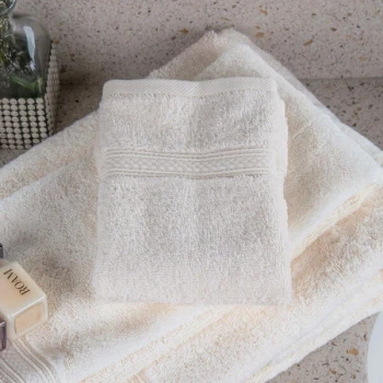 Oxford Vicenza Avorio 13" x 13" 100% Ringspun Combed Cotton Wash Cloth with Dobby Border 1.8 lb. - 288/Case