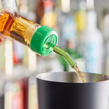 Choice Green Free Flow Whiskey Pourer with Green Collar - 12/Pack