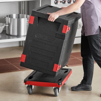 CaterGator Dash Black Insulated EPP Pan Carrier Kit with (1) 6 Full-Size Pan Capacity Front Loader, Compact Dolly, and Strap