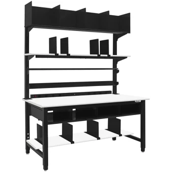 BenchPro Kennedy Series 30" x 72" Formica Laminate Top Adjustable Packaging Table Set with Black Frame and Round Front Edge PACK3072