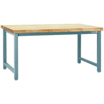 BenchPro Kennedy Series 24" x 60" Butcherblock Wood Top Adjustable Workbench with Light Blue Frame KW2460