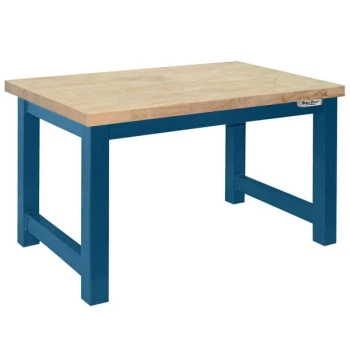 BenchPro Harding Series 30" x 96" Heavy-Duty Maple Butcher Block Top Workbench with Dark Blue Frame HW3096