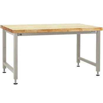 BenchPro Adams Series 36" x 60" Butcherblock Wood Top Adjustable Hydraulic Workbench with Gray Frame AEWS3660