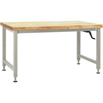 BenchPro Adams Series 36" x 60" Butcherblock Wood Top Adjustable Crank Workbench with Gray Frame AMWS3660