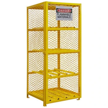 Durham Mfg 30" x 30 3/16" x 71 7/8" Yellow Horizontal Gas Cylinder Cabinet with Manual Door EGCC8-50 - 8 Cylinder Capacity
