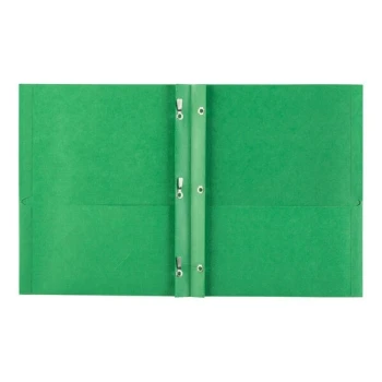 Avery® 47977 Letter Size 2-Pocket Paper Folder with Prong Fasteners, Green - 25/Box