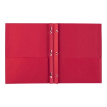 Avery® 47979 Letter Size 2-Pocket Paper Folder with Prong Fasteners, Red - 25/Box