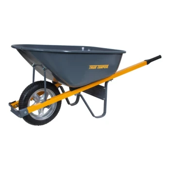 True Temper 6 Cu. Ft. Gray Steel Wheelbarrow with 15 1/2" Flat-Free Tire R6STSP14
