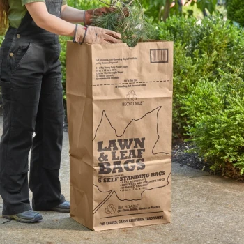 Duro 30 Gallon Self-Standing 2-Ply Printed Natural Kraft Paper Lawn and Leaf Bag 22453 - 60/Case