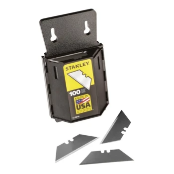 Stanley Steel 2-Notch Utility Knife Blade with Dispenser 11-921A - 100/Pack