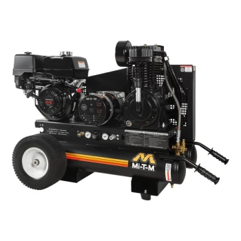 Mi-T-M 8 Gallon Carbon Steel Two-Stage Portable Gas-Powered Horizontal Air Compressor / Generator AG2-PH13-08M1 - 13 hp, 2,300-4,000W