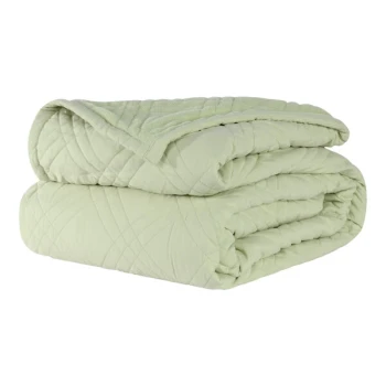 Berkshire Hospitality CozyCare Classic 65" x 95" Twin Size Spa Green 100% Polyester Fitted Coverlet - 4/Case