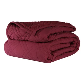 Berkshire Hospitality CozyCare Classic 76" x 110" Twin Size Burgundy 100% Polyester Bedspread - 4/Case