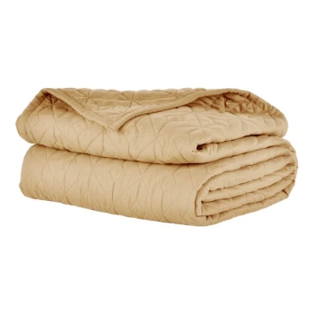 Berkshire Hospitality CozyCare Designs 65" x 95" Twin Size Antique Gold 100% Polyester Fitted Coverlet - 4/Case