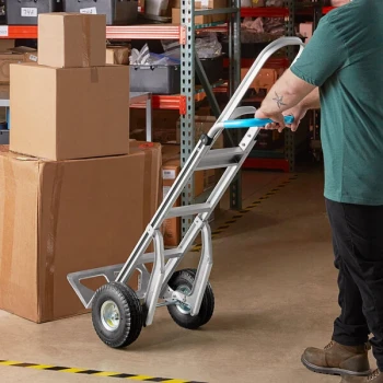 Lavex 550 lb. Aluminum Straight Back Hand Truck with 10" Pneumatic Wheels and Stair Climbers