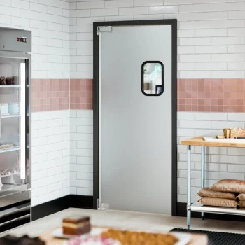 Curtron Service-Pro Series 20 Single Aluminum Swinging Traffic Door with 9" x 14" Window - 36" x 84" Door Opening