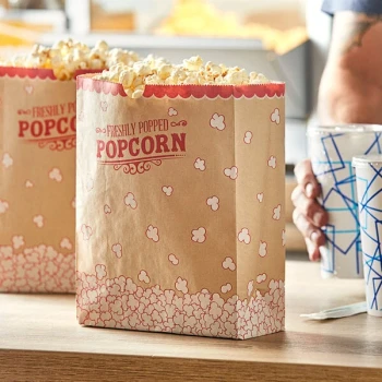 Carnival King 7 1/2" x 3 1/2" x 9 3/4" 130 oz. Kraft Popcorn Bag - 500/Case