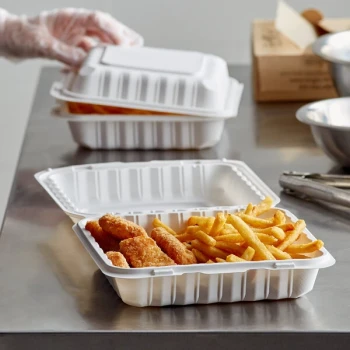 Ecopax 9" x 9" 1-Compartment Microwaveable White Mineral-Filled Plastic Hinged Take-Out Container - 150/Case