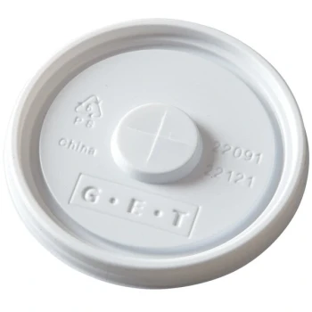 GET LID-22091-W Disposable White Plastic Lid with Straw Slot for 3 1/4" Diameter Tumblers - 1,000/Case