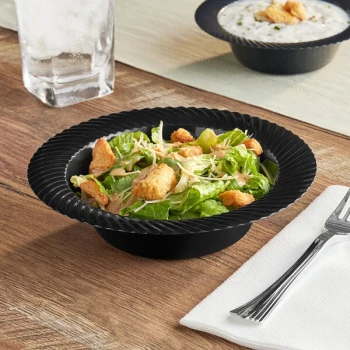 Visions Wave 12 oz. Black Plastic Bowl - 180/Case