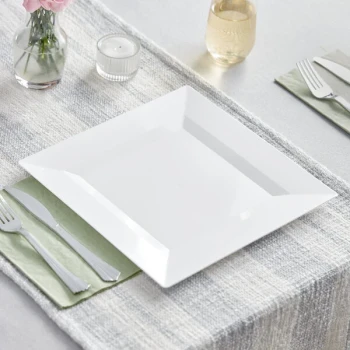 Visions Square 10" White Plastic Plate - 120/Case