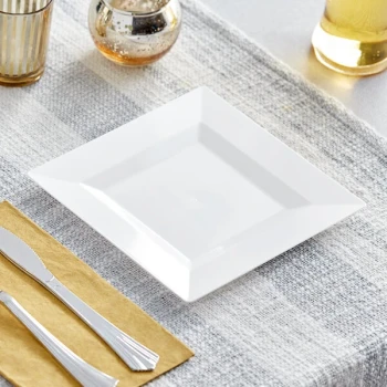 Visions Florence 6" Square White Plastic Plates - 120/Case