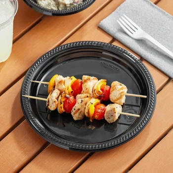 Choice 9" Black Plastic Plate - 500/Case