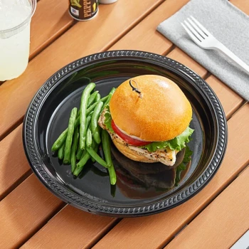 Choice 10 1/4" Black Plastic Plate - 500/Case