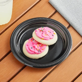 Choice 7" Black Plastic Plate - 1,000/Case