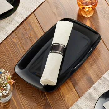 Visions Coupe 9 1/2" x 6 1/4" Black Rectangular Plastic Platter - 120/Case