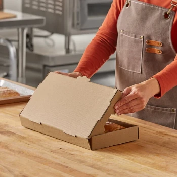Choice 14" x 7" x 1 1/2" Kraft Corrugated Plain Flatbread Box - 50/Bundle