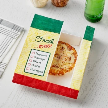 Bagcraft EcoCraft 7 1/2" x 11" "Fresh To Go!" Pizza Bag with Window and Tray - 250/Case