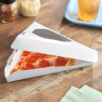 Southern Champion 9" White Clamshell Pizza Slice Box with Window - 400/Case