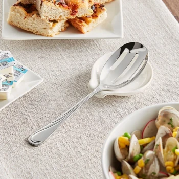 Acopa Swirl 9" 18/8 Stainless Steel Extra Heavy Weight Slotted Serving Spoon