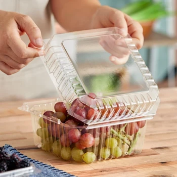 D&W Fine Pack 1 Qt. Clear Vented Rim Clamshell Produce / Berry Container - 250/Case