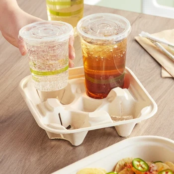 World Centric 4-Cup Compostable Drink Carrier - 600/Case