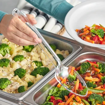 Visions 12" Clear Disposable Plastic Slotted Serving Spoon - 72/Case