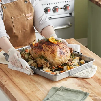 Nordic Ware 21 1/8" x 15 13/16" x 2 5/16" Aluminum Roasting Pan with Non-Stick Carbon Steel Rack 35702