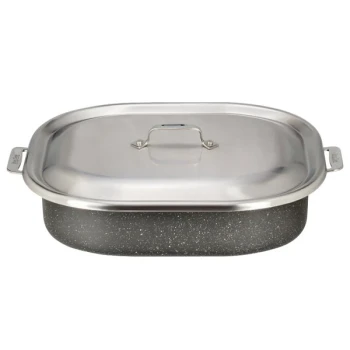 Bon Chef 60004CLDGALAXY Cucina 7 Qt. Galaxy Stainless Steel Roasting Pan with Lid - 15" x 11" x 4 1/8"