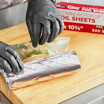 Choice 9" X 10 3/4" Red Striped Food Service Interfolded Foil Pop Up - 3,000/Case