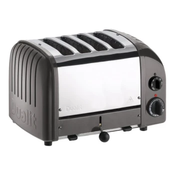 Cadco CTW-4M 4-Slice Standard Toaster with 1" Slots and Metallic Gray Cast Aluminum End Panels - 120V
