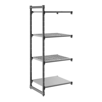 Cambro CBA243072VS4580 Camshelving® Basics Plus Add On Unit with 3 Vented Shelves and 1 Solid Shelf - 24" x 30" x 72"