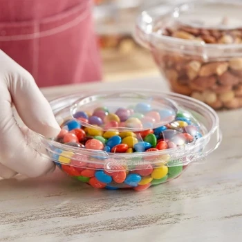 Inline Plastics Safe-T-Fresh 8 oz. Tamper-Resistant, Tamper-Evident Bowl with Hinged Dome Lid - 240/Case